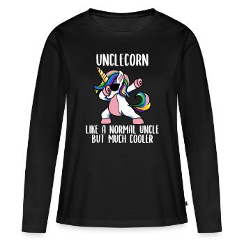 Mens Unicorn Uncle Girl Birthday Party Apparel, Un - Women's Premium Organic Long Sleeve Shirt - black - Front - Julia (174cm)