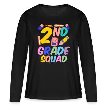Équipe Deuxième classe Enseignant Deuxième classe - T-shirt manches longues Premium bio Femme - noir - Devant - Julia (174cm)