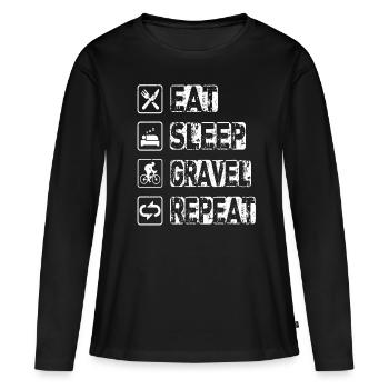 Manger dormir gravier répéter - T-shirt manches longues Premium bio Femme - noir - Devant - Julia (174cm)