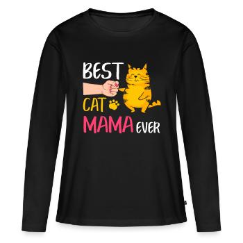 Meilleur chat Mama Jamais Mignon Cat Fist Bump Femmes Mère - T-shirt manches longues Premium bio Femme - noir - Devant - Julia (174cm)