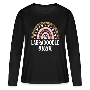 Labradoodle Mum Mummy Rainbow Leopard Mothers Day - Women's Premium Organic Long Sleeve Shirt - black - Front - Julia (174cm)