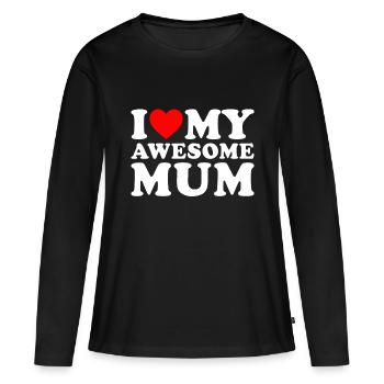 J’aime ma fête des mères maman J’aime ma maman géniale - T-shirt manches longues Premium bio Femme - noir - Devant - Julia (174cm)