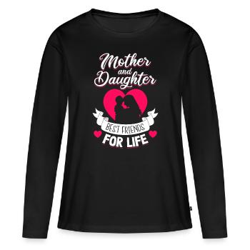 Mère et fille Meilleures amies pour la vie Mères - T-shirt manches longues Premium bio Femme - noir - Devant - Julia (174cm)