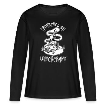 Protégé par la sorcellerie - T-shirt manches longues Premium bio Femme - noir - Devant - Julia (174cm)