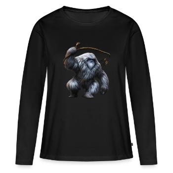 Yéti avec arc et flèches - T-shirt manches longues Premium bio Femme - noir - Devant - Julia (174cm)