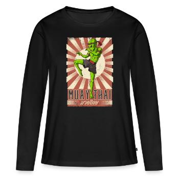 Muay Thaï - T-shirt manches longues Premium bio Femme - noir - Devant - Julia (174cm)