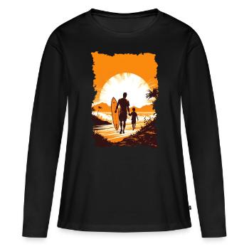 Père et fils surfeur cadeau surfeur - T-shirt manches longues Premium bio Femme - noir - Devant - Julia (174cm)