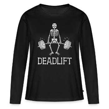 DEADLIFT Funny Halloween Skeleton Weight Lifting W - Women's Premium Organic Long Sleeve Shirt - black - Front - Julia (174cm)