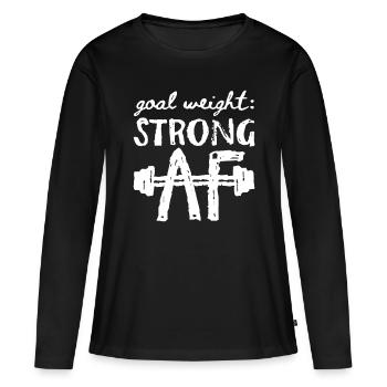 Objectif Poids Strong AF Workout Motivationnel - T-shirt manches longues Premium bio Femme - noir - Devant - Julia (174cm)