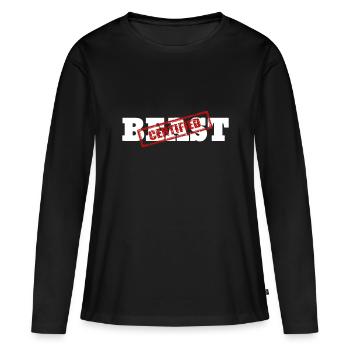 Zertifiziertes BEAST Athletic Workout Fitness - Frauen Premium Bio Langarmshirt - Schwarz - Vorne - Julia (174cm)