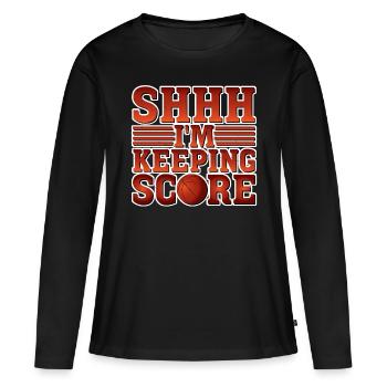 Chut, je garde le score 5 - T-shirt manches longues Premium bio Femme - noir - Devant - Julia (174cm)