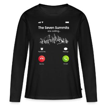 Les sept sommets appellent - T-shirt manches longues Premium bio Femme - noir - Devant - Julia (174cm)
