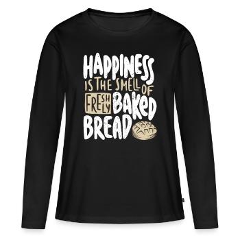 Glück ist der Duft von frisch gebackenem Brot funn - Frauen Premium Bio Langarmshirt - Schwarz - Vorne - Julia (174cm)