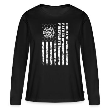 Husband Father Firefighter Hero | Firefighter USAf - Women's Premium Organic Long Sleeve Shirt - black - Front - Julia (174cm)