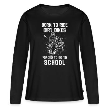 Né pour faire du vélo tout-terrain forcé d’aller à l’écolevélo - T-shirt manches longues Premium bio Femme - noir - Devant - Julia (174cm)