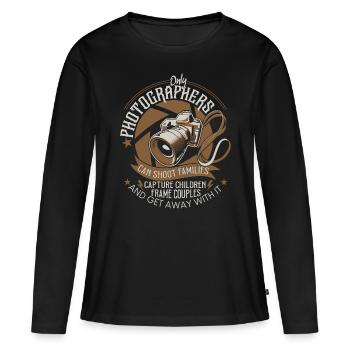 Seuls les photographes peuvent photographier des familles - Photographie - T-shirt manches longues Premium bio Femme - noir - Devant - Julia (174cm)