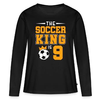 9 year old Gifts Dabbing boy Soccer Player 9th bir - Women's Premium Organic Long Sleeve Shirt - black - Front - Julia (174cm)
