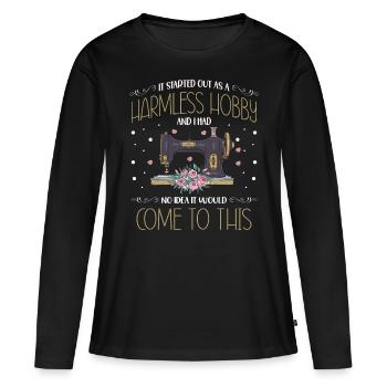 couture, couture, couture, courtepointe, couturière, couture, couture - T-shirt manches longues Premium bio Femme - noir - Devant - Julia (174cm)