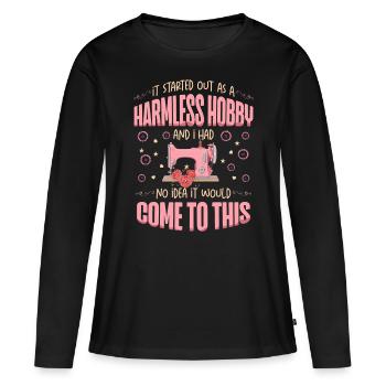 couture, couture, couture, courtepointe, couturière, couture, couture - T-shirt manches longues Premium bio Femme - noir - Devant - Julia (174cm)