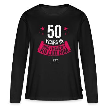 Funny 50th Wedding Anniversary Wife 50 Years Marri - Women's Premium Organic Long Sleeve Shirt - black - Front - Julia (174cm)