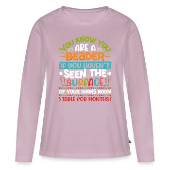 Dessins de perles pour perles - T-shirt manches longues Premium bio Femme - rose poudré - Devant - Julia (174cm)