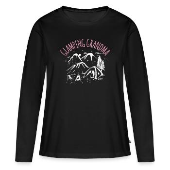 Glamping Grand-mère Chemise Cadeau Grand-mère Grand-mère Grand-mère - T-shirt manches longues Premium bio Femme - noir - Devant - Julia (174cm)