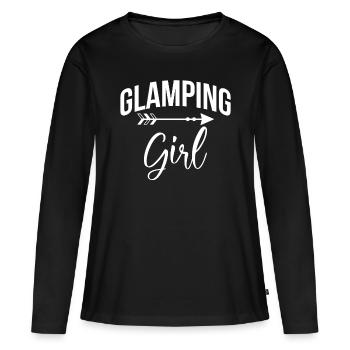 Glamping Girl Shirt Gift Camping - T-shirt manches longues Premium bio Femme - noir - Devant - Julia (174cm)