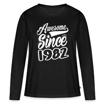 Awesome Since 1982 - Frauen Premium Bio Langarmshirt - Schwarz - Vorne - Julia (174cm)