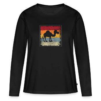 Rétro Dromadaire - T-shirt manches longues Premium bio Femme - noir - Devant - Julia (174cm)