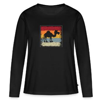 Rétro Dromadaire - T-shirt manches longues Premium bio Femme - noir - Devant - Julia (174cm)