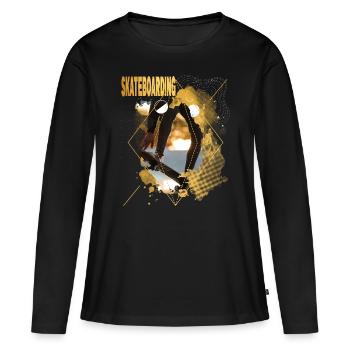 Skateboarding Skate Skater Skateboard Sk8 Gold - T-shirt manches longues Premium bio Femme - noir - Devant - Julia (174cm)