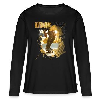 Skateboarding Skate Skater Skateboard Sk8 Gold - Women's Premium Organic Long Sleeve Shirt - black - Front - Julia (174cm)