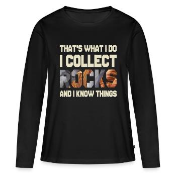 Je collectionne des roches et je sais des choses - Geology Geolog - T-shirt manches longues Premium bio Femme - noir - Devant - Julia (174cm)