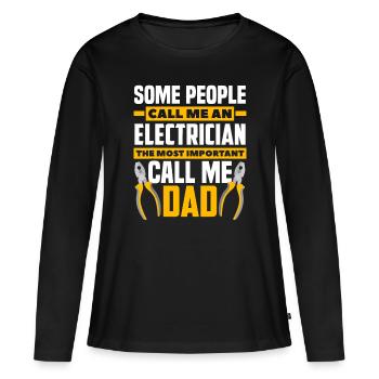 Elektriker Papa Geschenk - Vatertag Lineman Electr - Frauen Premium Bio Langarmshirt - Schwarz - Vorne - Julia (174cm)