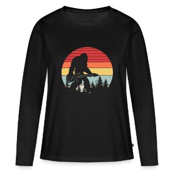 Vintage Retro Bigfoot Gitarrenlegende - Frauen Premium Bio Langarmshirt - Schwarz - Vorne - Julia (174cm)