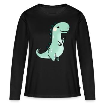 Mignon dinosaure crayon - T-shirt manches longues Premium bio Femme - noir - Devant - Julia (174cm)