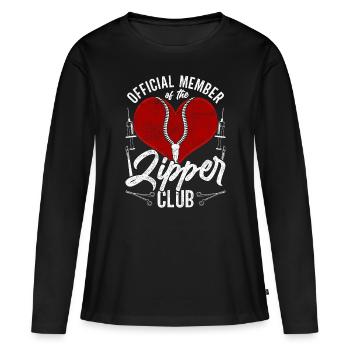 Chirurgie cardiaque Membre officiel du Zipper Club - T-shirt manches longues Premium bio Femme - noir - Devant - Julia (174cm)