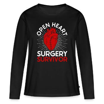 Herzoperation Genesener Herztransplantation - Frauen Premium Bio Langarmshirt - Schwarz - Vorne - Julia (174cm)