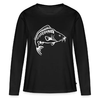 Karpfen angelnHaie - Frauen Premium Bio Langarmshirt - Schwarz - Vorne - Julia (174cm)