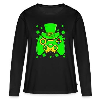 St Patricks Day Jeu vidéo Gaming Gamer Gift Kidsd - T-shirt manches longues Premium bio Femme - noir - Devant - Julia (174cm)