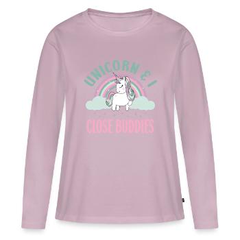 Vintage Rainbow Unicorn & I - Close Buddies Spirit - T-shirt manches longues Premium bio Femme - rose poudré - Devant - Julia (174cm)