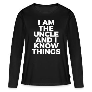 Funny Gift for Cool Uncle - New Uncle - Women's Premium Organic Long Sleeve Shirt - black - Front - Julia (174cm)