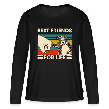 Retro Vintage Écureuil Meilleur Ami pour la Vie Poing B - T-shirt manches longues Premium bio Femme - noir - Devant - Julia (174cm)