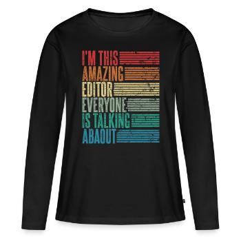 Vintage Editor Editorin Geschenk Retro - Frauen Premium Bio Langarmshirt - Schwarz - Vorne - Julia (174cm)