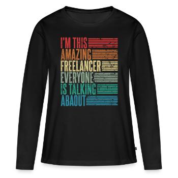 Vintage Freelancer Freelancer Gift Retro - Women's Premium Organic Long Sleeve Shirt - black - Front - Julia (174cm)