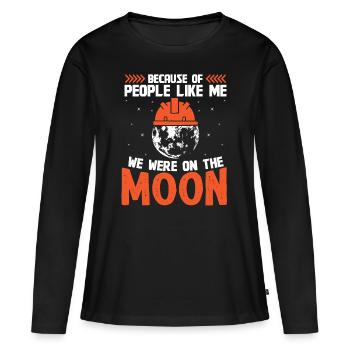 Ingénieur aérospatial Nous étions sur la lune - T-shirt manches longues Premium bio Femme - noir - Devant - Julia (174cm)