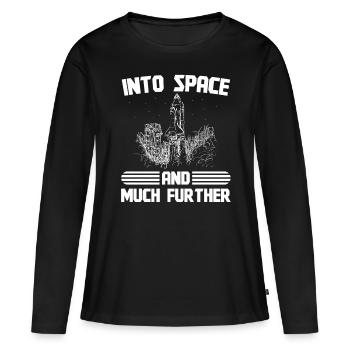 L’ingénieur aérospatial dans l’espace et bien plus loin - T-shirt manches longues Premium bio Femme - noir - Devant - Julia (174cm)