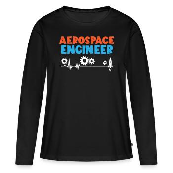 Raumfahrtingenieur Ingénieur aérospatial Heartbeat - T-shirt manches longues Premium bio Femme - noir - Devant - Julia (174cm)