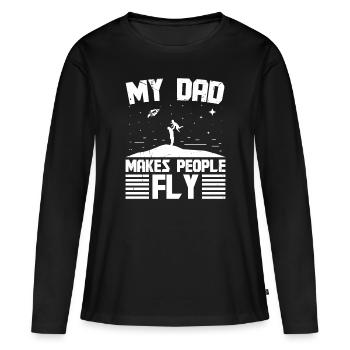 Ingénieur aérospatial Papa fait voler les gens Ingénieur - T-shirt manches longues Premium bio Femme - noir - Devant - Julia (174cm)