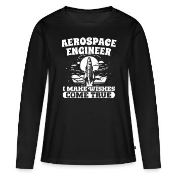 Un ingénieur aérospatial réalise ses vœux - T-shirt manches longues Premium bio Femme - noir - Devant - Julia (174cm)
